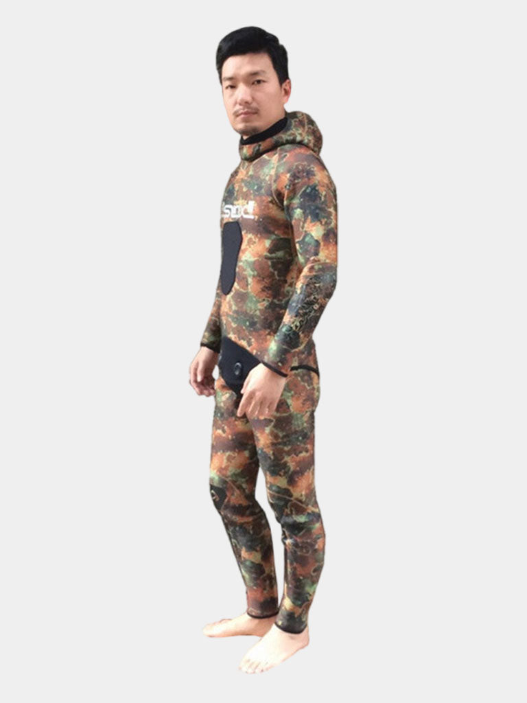 2 Piece Camo Hooded Spearfishing Wetsuit