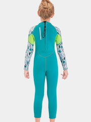 2.5mm Girls Wetsuit Winter Swimsuit Green Back