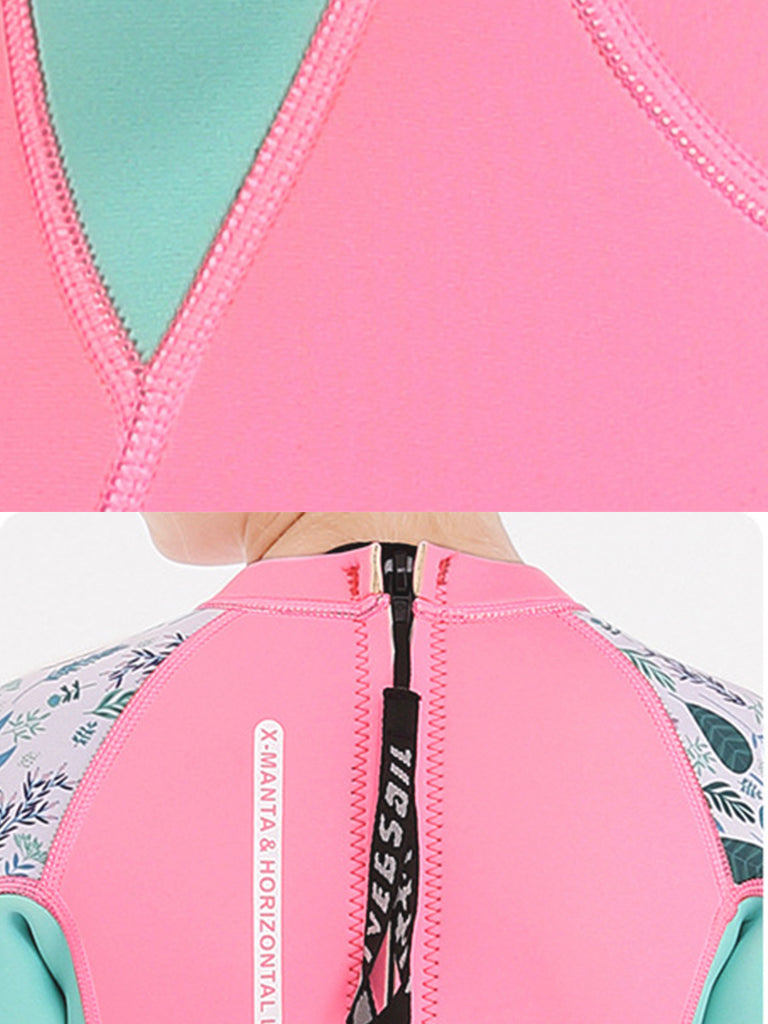 2.5mm Girls Wetsuit Winter Swimsuit Pink Details