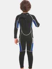 3MM Full Body Long Sleeve Kids Wetsuit Blue Back