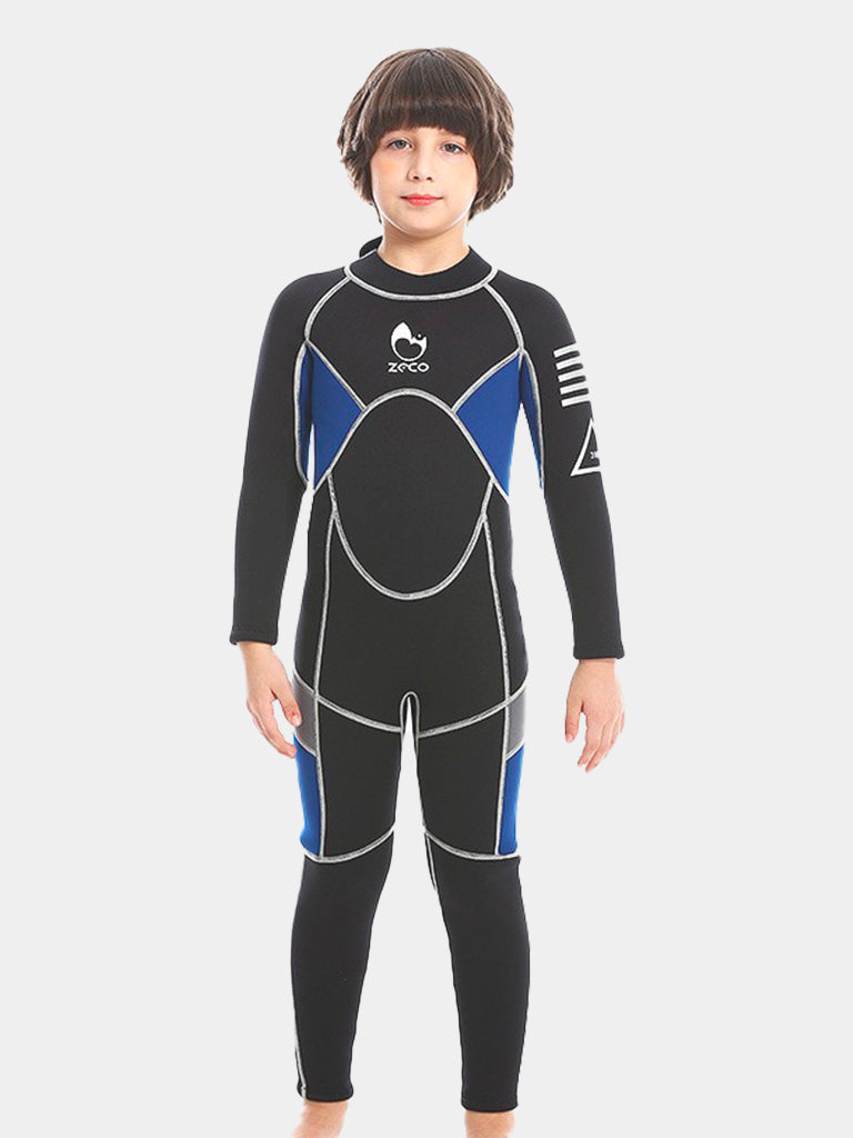 3MM Full Body Long Sleeve Kids Wetsuit Blue