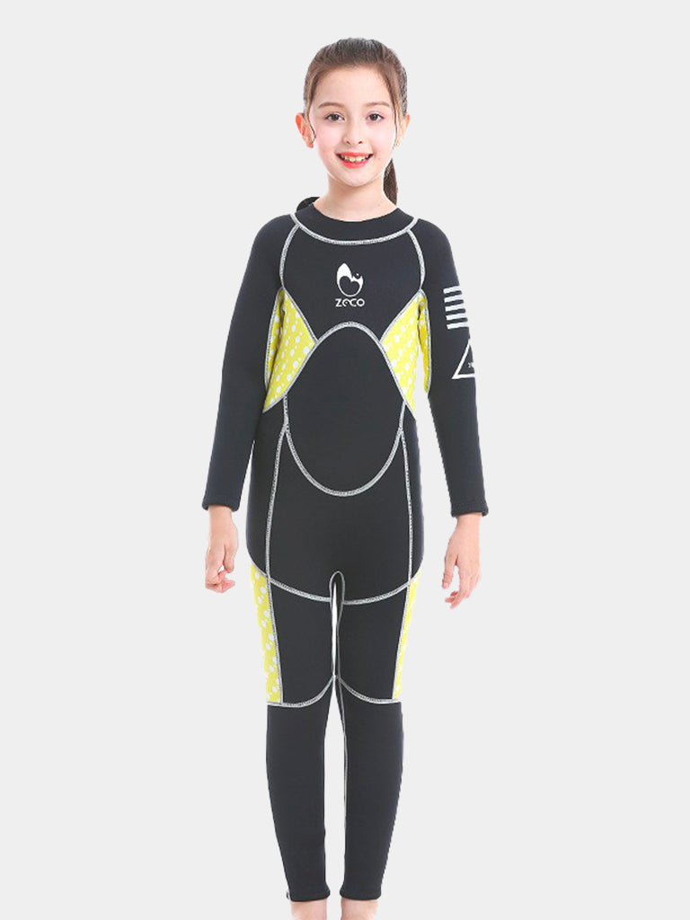 3MM Full Body Long Sleeve Kids Wetsuit Yellow