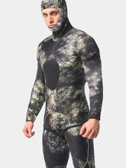 MYLEDI 3MM Mens Two Piece Camo Hooded Wetsuit