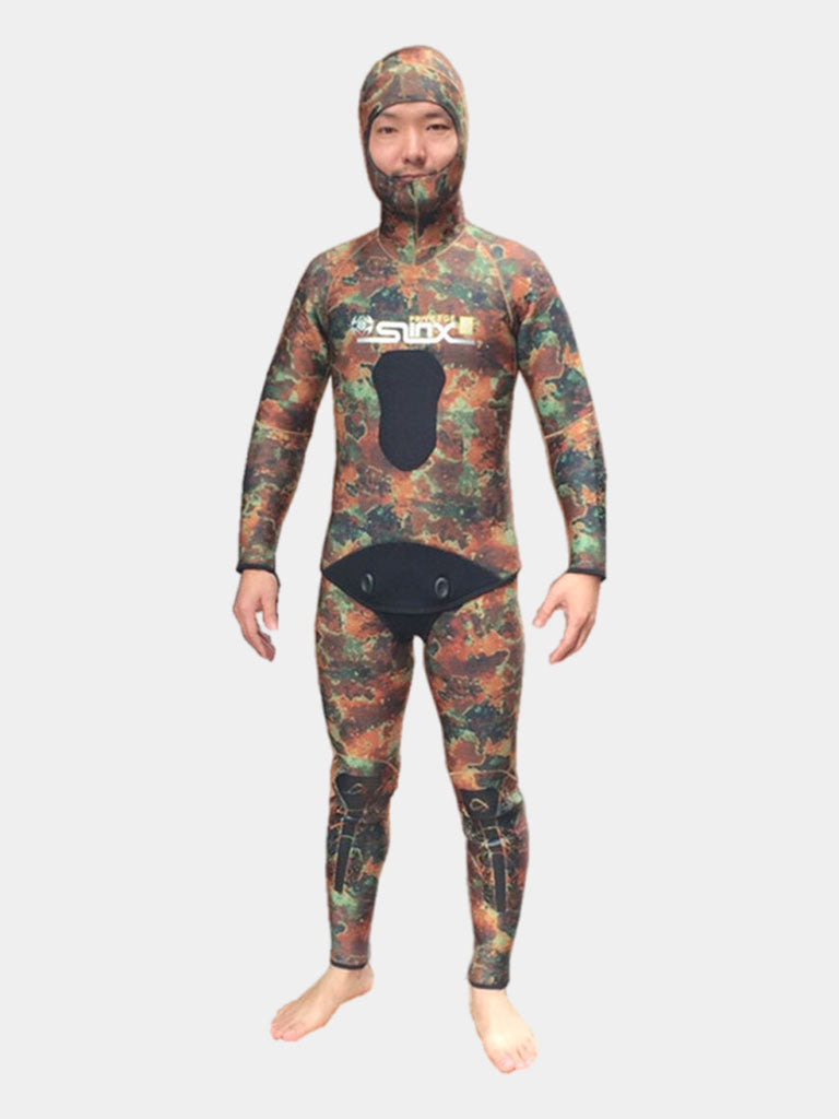 5mm 2 Piece Camo Hooded Spearfishing Wetsuit