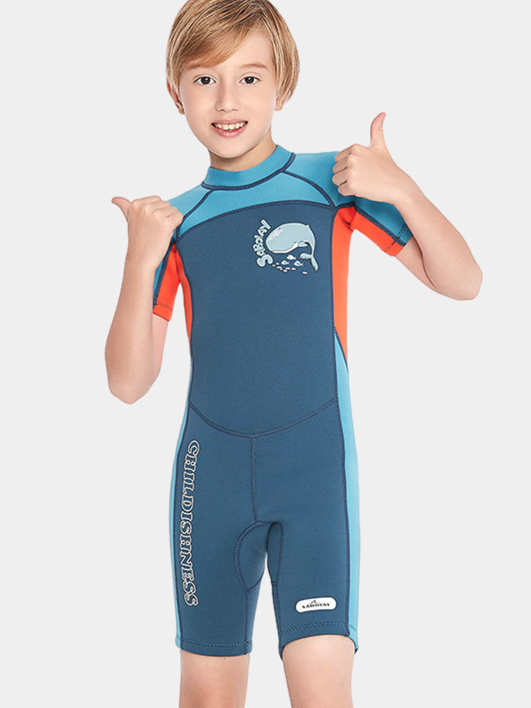 Boys Back Zip Short Sleeve Full Wetsuit Beige