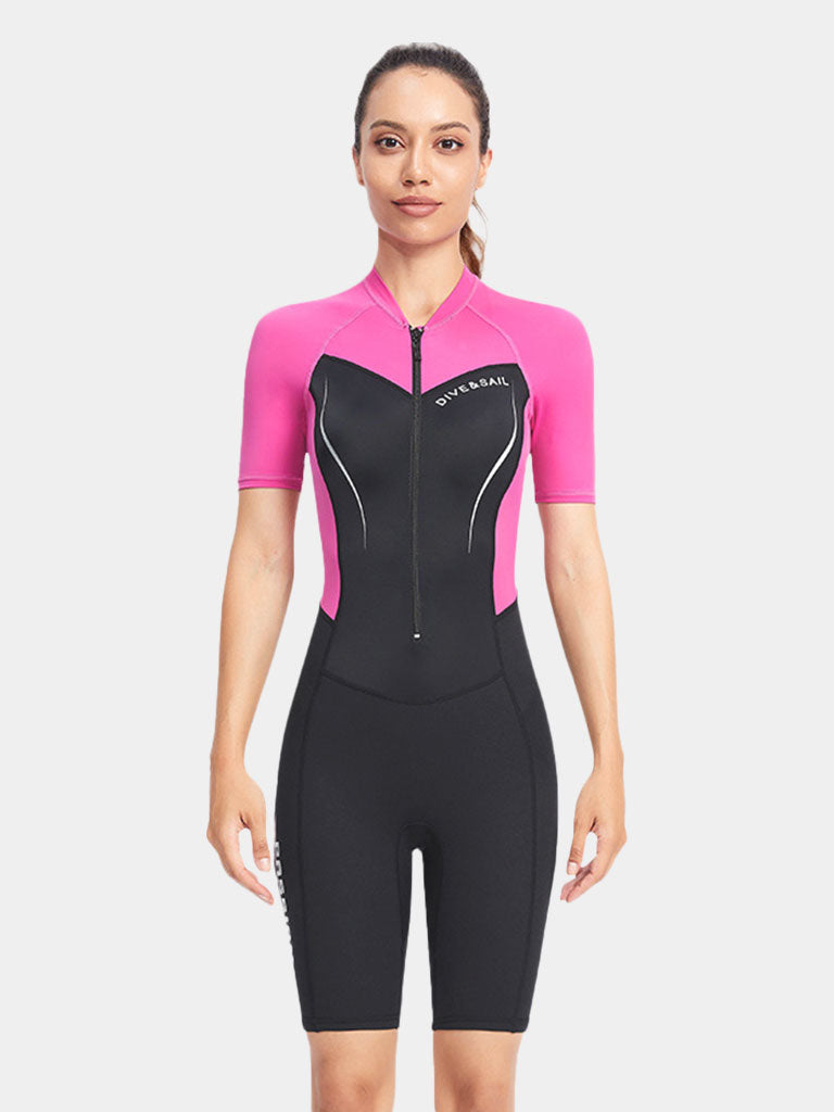 DIVE SAIL 1.5MM Neoprene Shorty One piece Wetsuit Women Rose