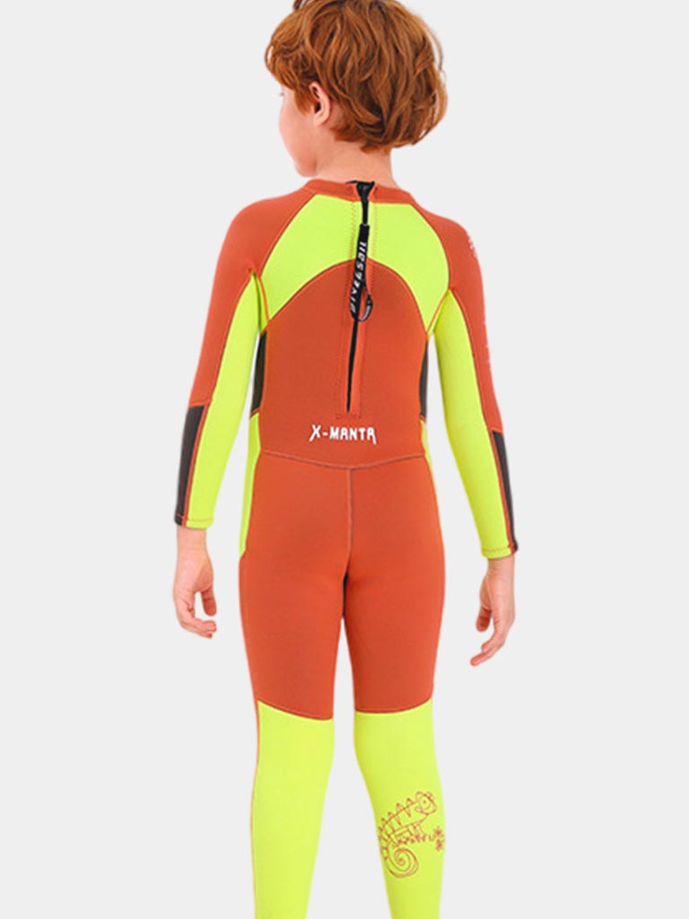 DIVE SAIL Boys 2.5MM Long Sleeve Full Wetsuit Orange Back