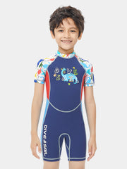 DIVE & SAIL Boys 2MM Dinosaur Cartoon Shorty Wetsuit