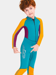 DIVE SAIL Boys One Piece Wetsuit Blue Yellow Side