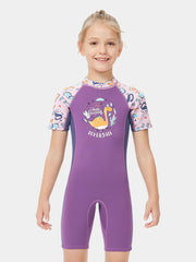 DIVE & SAIL Girls Cartoon Short Sleeve Wetsuit, Purple