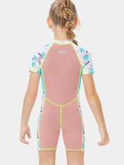 DIVE SAIL Girls 2MM Short Sleeve Wetsuit Pink Back