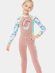 DIVE & SAIL Girls 2mm Cartoon Flamingo Full body Wetsuit, Pink