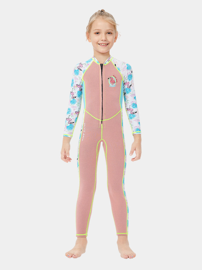 DIVE & SAIL Girls 2mm Flamingo Front Zip Wetsuit