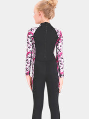 DIVE SAIL Girls Back Zip One Piece Floral Wetsuit Back