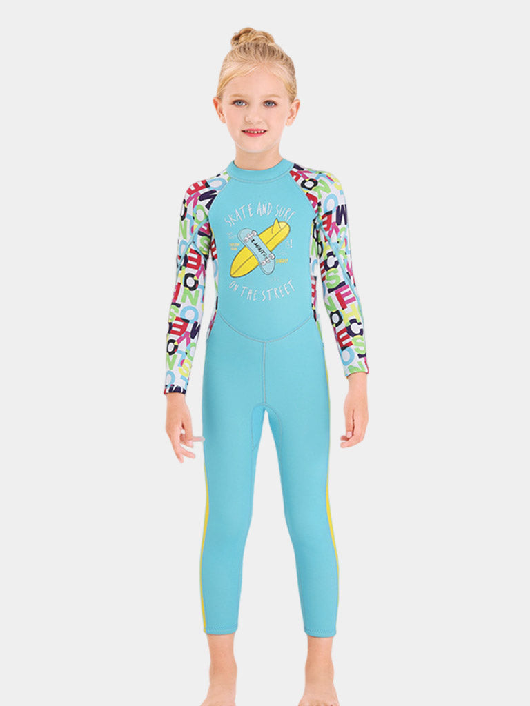 DIVE SAIL Kids Cute Long Sleeve Full Wetsuit Blue