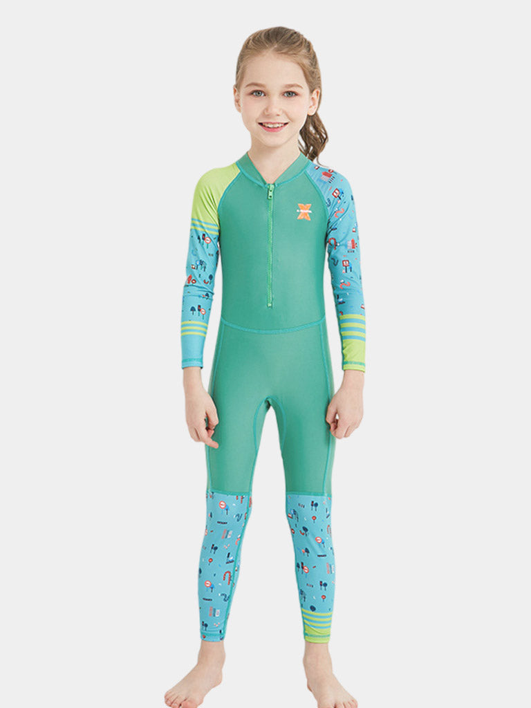 DIVE SAIL Kids Quick Dry Full Colorful Wetsuit Green