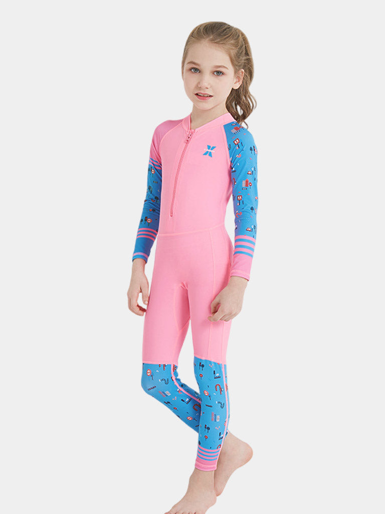 DIVE SAIL Kids Quick Dry Full Colorful Wetsuit Pink