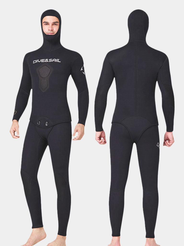 DIVE SAIL Men 1.5MM Two Piece Wetsuit with Hood Black