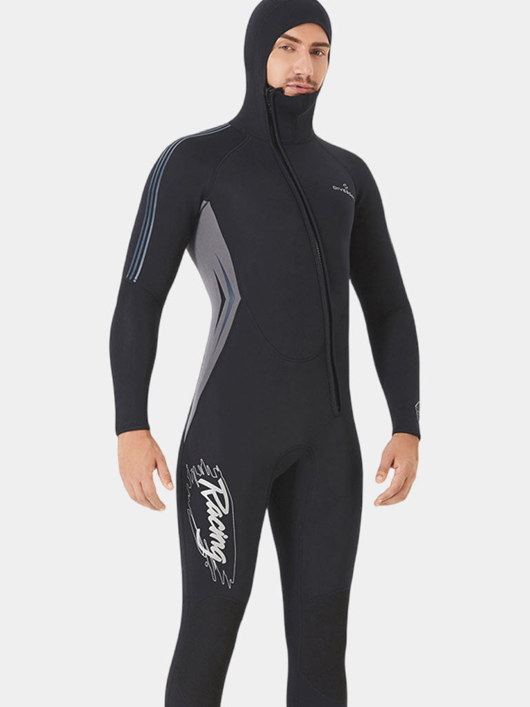 DIVE SAIL Men Full Wetsuit with Hood Black Grey Front