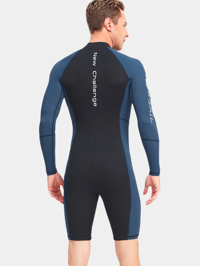 DIVE SAIL Men Long sleeve Front Zip Wetsuit Blue Back