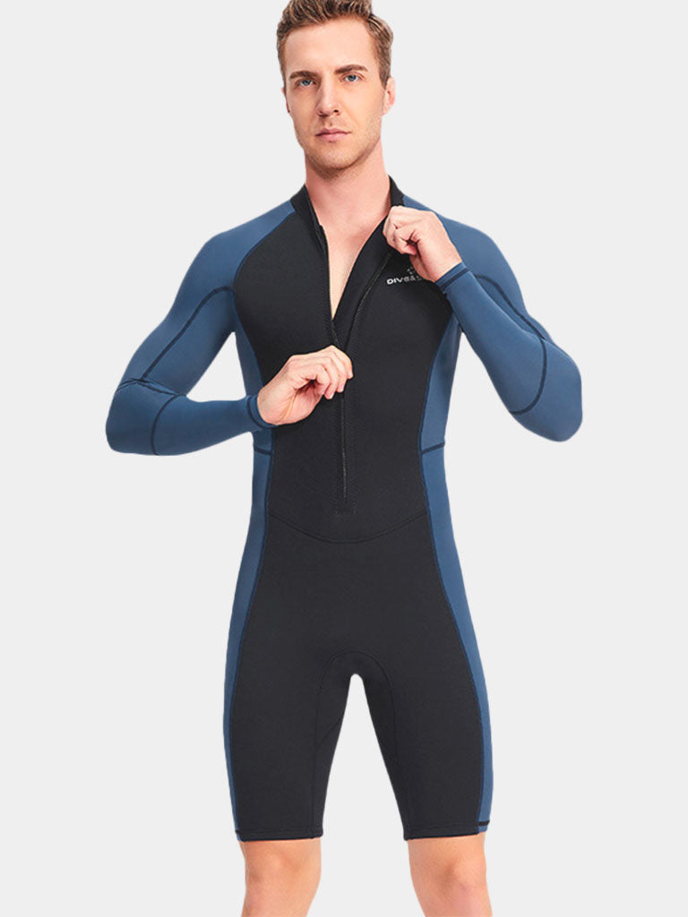 DIVE SAIL Men Long sleeve Front Zip Wetsuit Blue Front