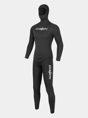 DIVESTAR Men's 3MM Open Cell 2 Piece Hooded Wetsuit, Black