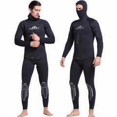 SBART Men's 5MM 2 Piece Cool Water Wetsuit with Hood, Black