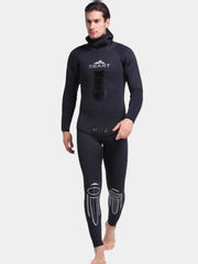 SBART Men's 5MM 2 Piece Cool Water Wetsuit with Hood, Black