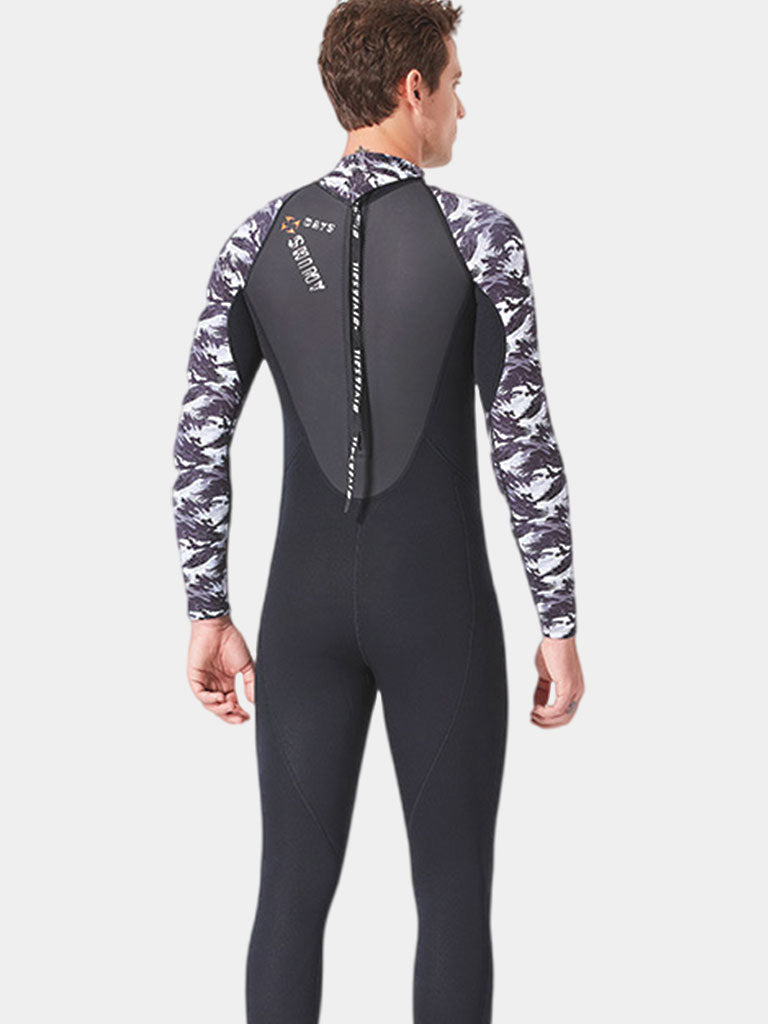 Dive Sail Adult 3MM Neoprene Full Wetsuit Black White Men Back