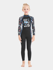 Dive Sail Kids Long Sleeve One Piece Wetsuit Swimsuit black girl