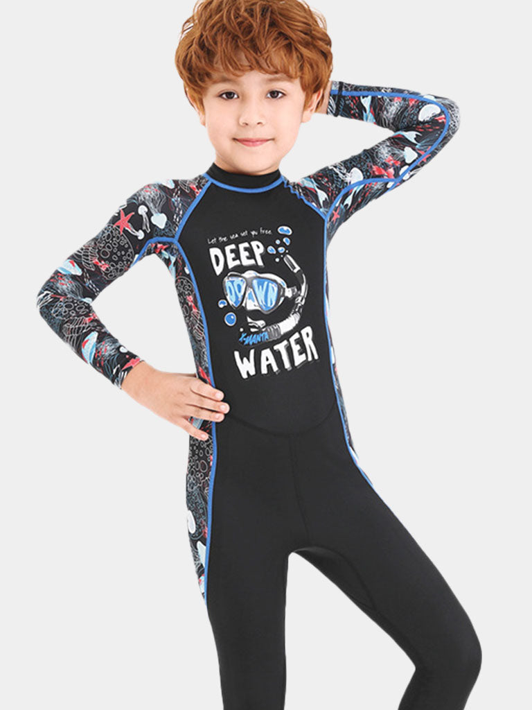 Dive Sail Kids Long Sleeve One Piece Wetsuit Swimsuit black