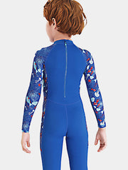 Dive Sail Kids Long Sleeve One Piece Wetsuit Swimsuit blue back