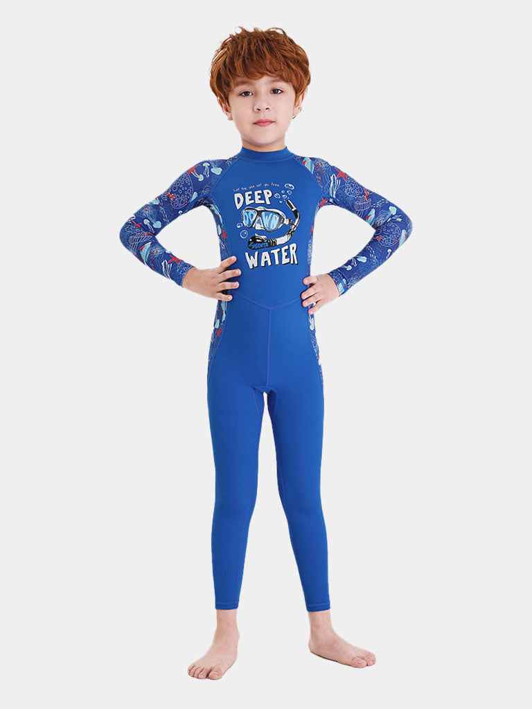 Dive Sail Kids Long Sleeve One Piece Wetsuit Swimsuit blue