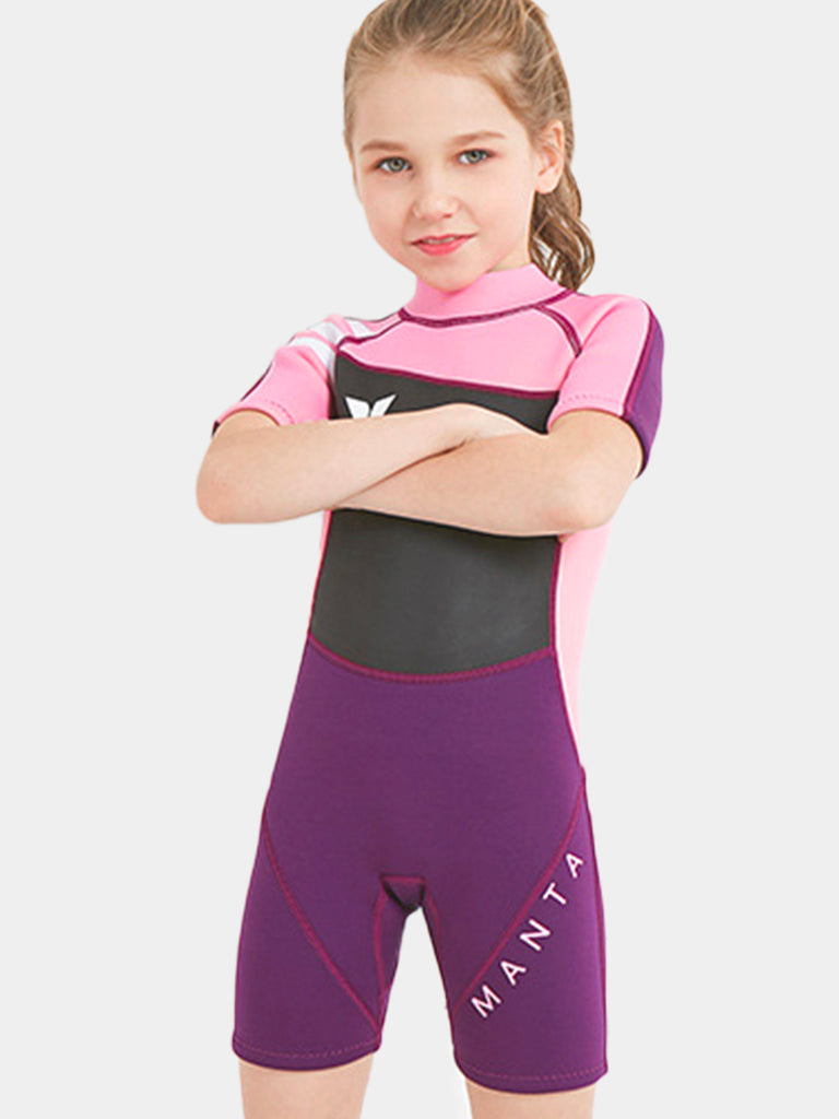 Dive Sail Kids Short Sleeve Thermal Wetsuit Pink Front