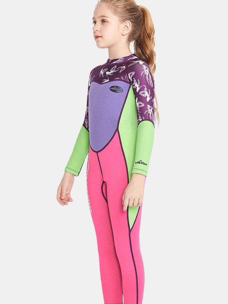 Girls 2mm Long Sleeve Colorful Wetsuit