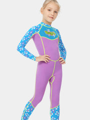 Girls Back Zip Floral Full Body Wetsuit