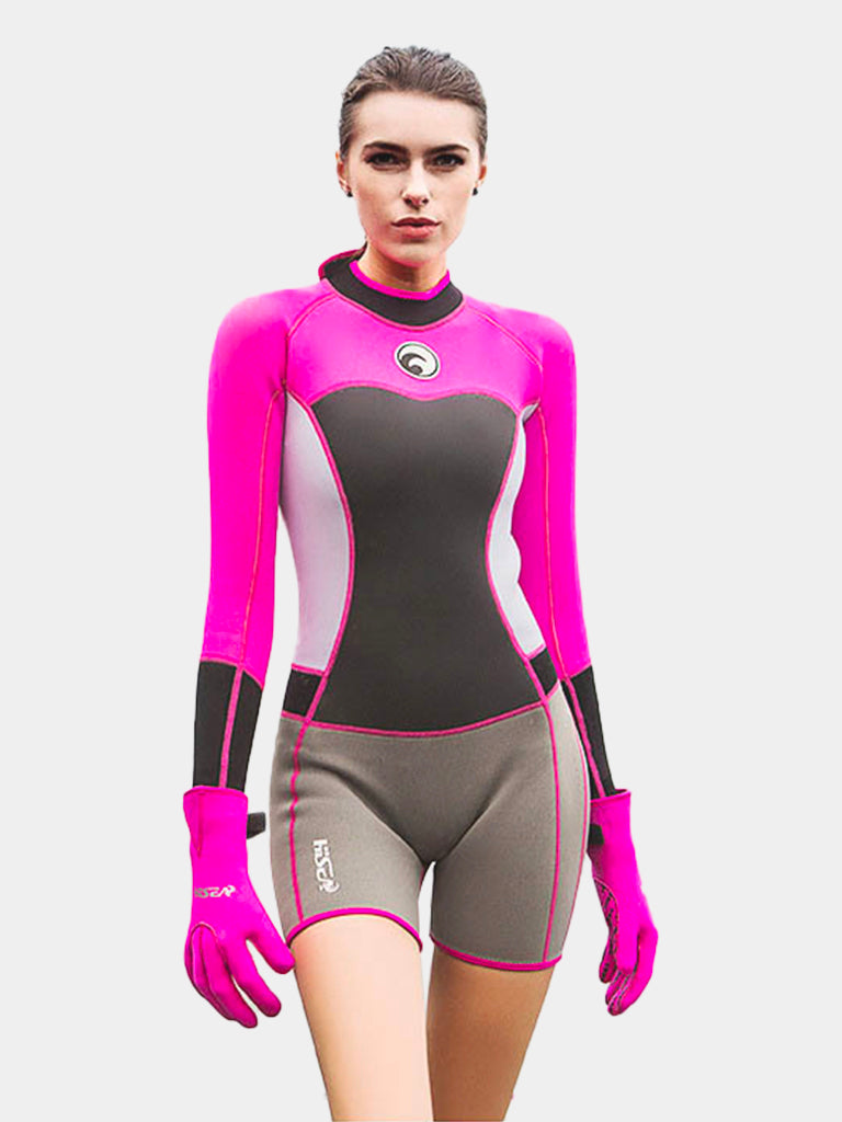 HISEA 1.5mm Long Sleeve Women Wetsuit Rose Red