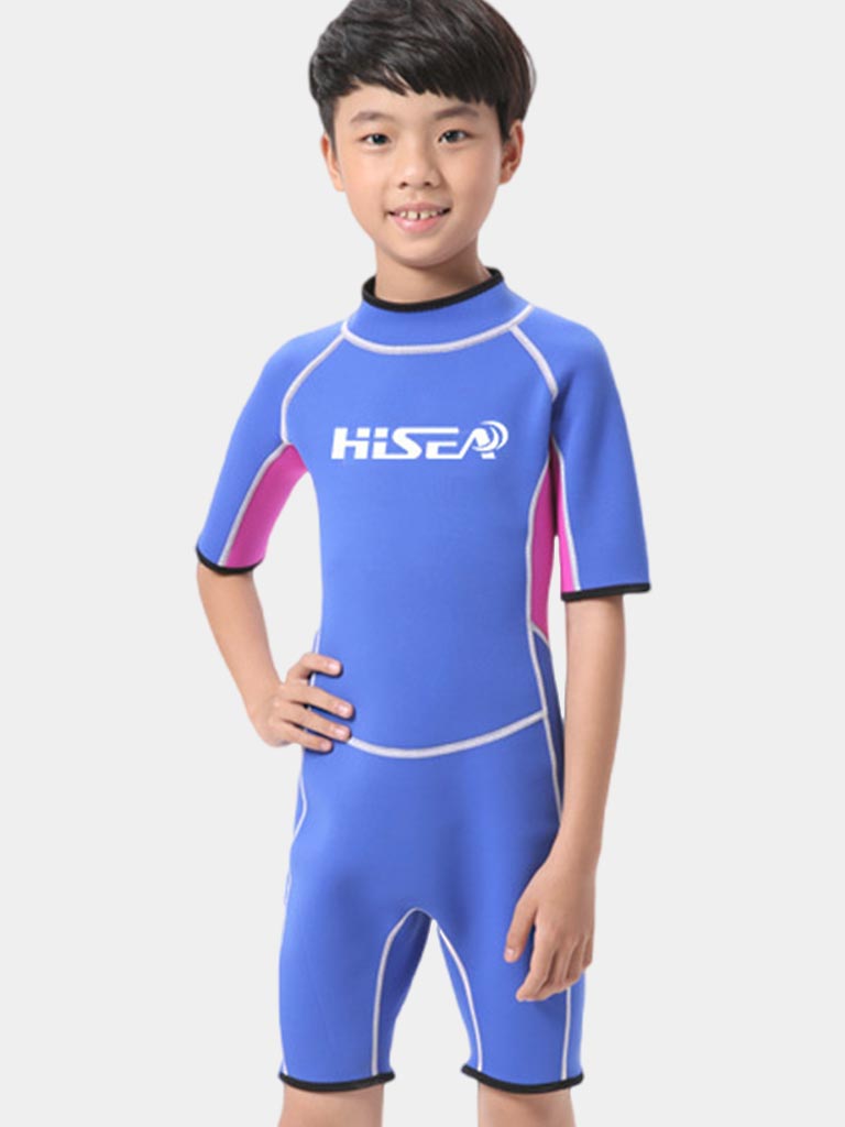 HISEA Kids 2.5MM Short Sleeve Back Zip Wetsuit Boy