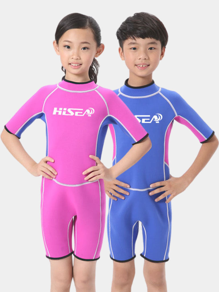 HISEA Kids 2.5MM Short Sleeve Back Zip Wetsuit