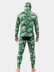 HISEA Mens 1.5mm 2 Piece Green Camo Hooded Wetsuit