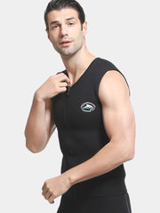 LIFURIOUS Men Front Zip Wetsuit Vest Black Front