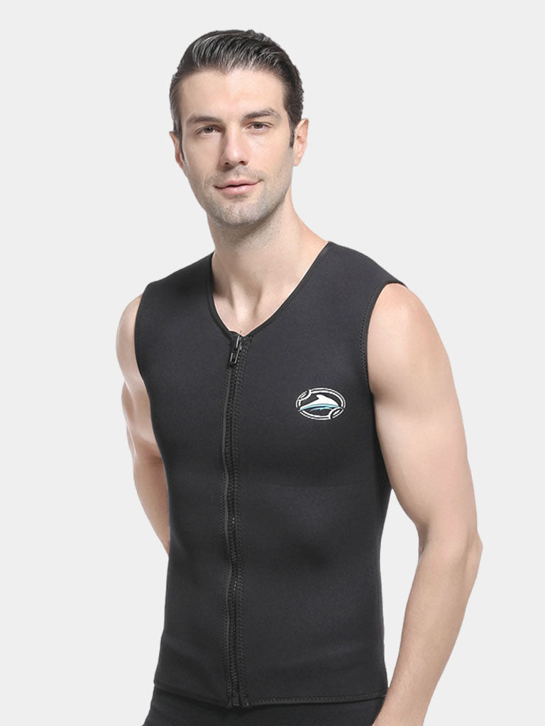 LIFURIOUS Men Front Zip Wetsuit Vest Black