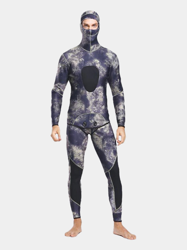 LIFURIOUS Men 5MM Camo Neoprene Hooded Wetsuit