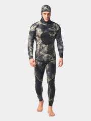 MYLEDI 3MM Mens Two Piece Camo Hooded Wetsuit