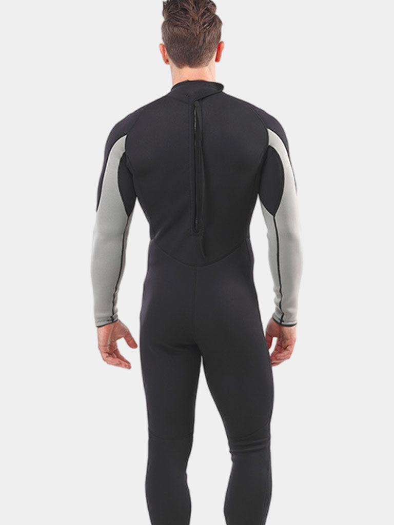 MYLEDI 3mm Full Black Grey Wetsuit for Men Back