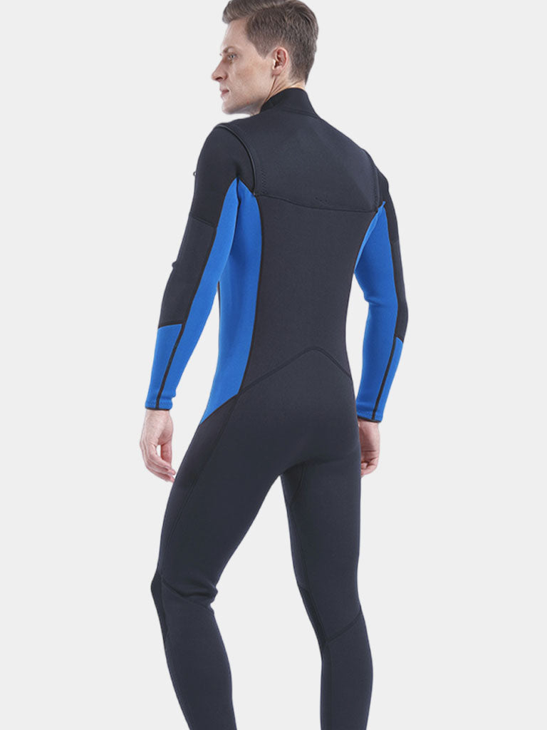 MYLEDI 3mm Full Body Wetsuit Men Black Blue Side