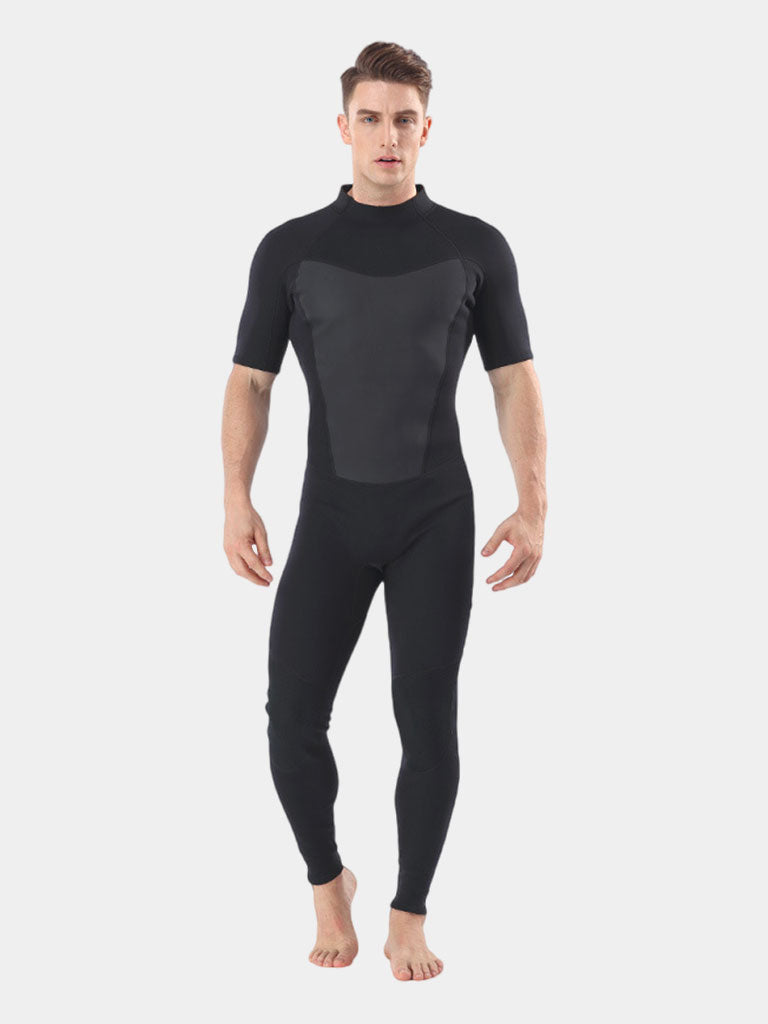 MYLEDI Men 2MM Short Sleeves One Piece Wetsuit Black