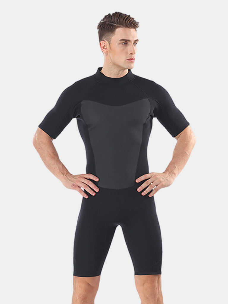 MYLEDI Men 2MM Shorty Back Zip Wetsuit Black