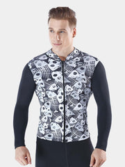 MYLEDI Men 3MM Wetsuit Jacket Fish Bone Print