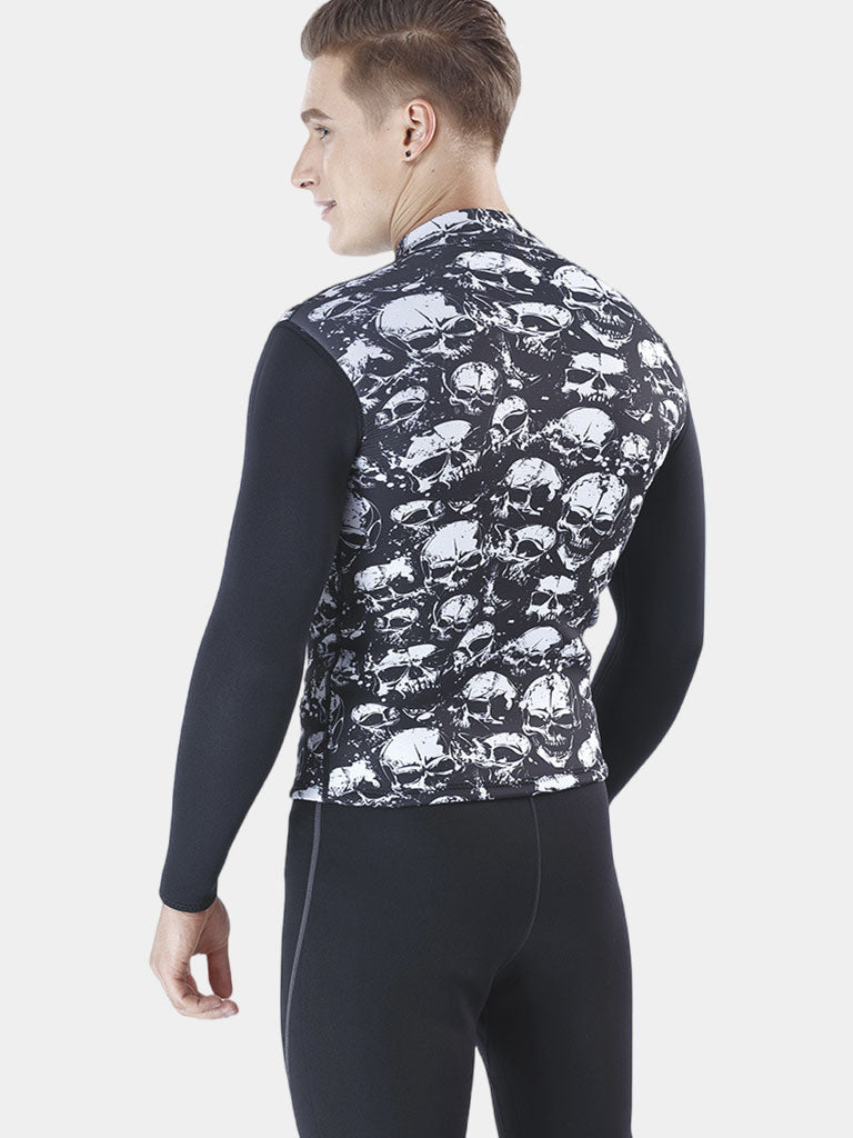 MYLEDI Men 3MM Wetsuit Jacket Skeleton Print Back